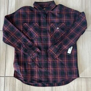 Dickies Men's Plaid Button-Down Shirt - Black and Purple